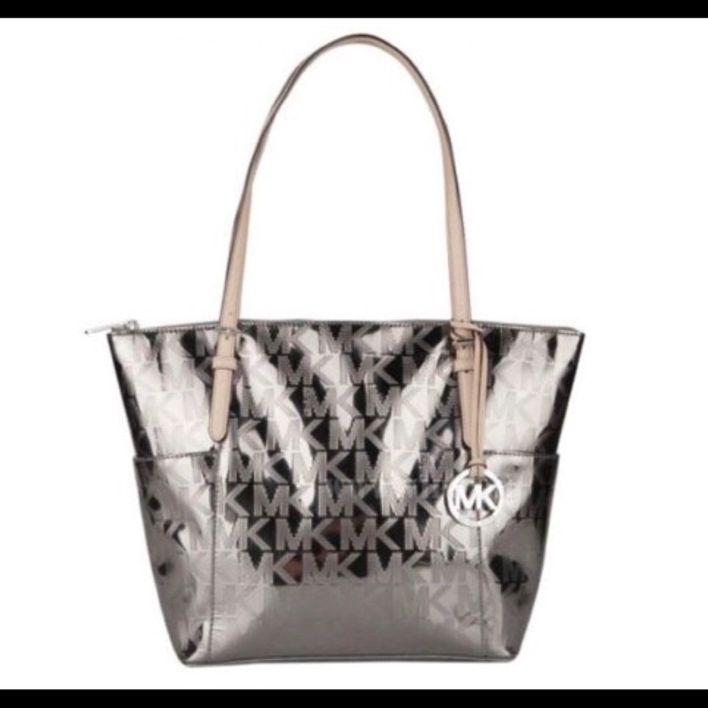 Michael Kors Jet Set Mirror Metallic Tote